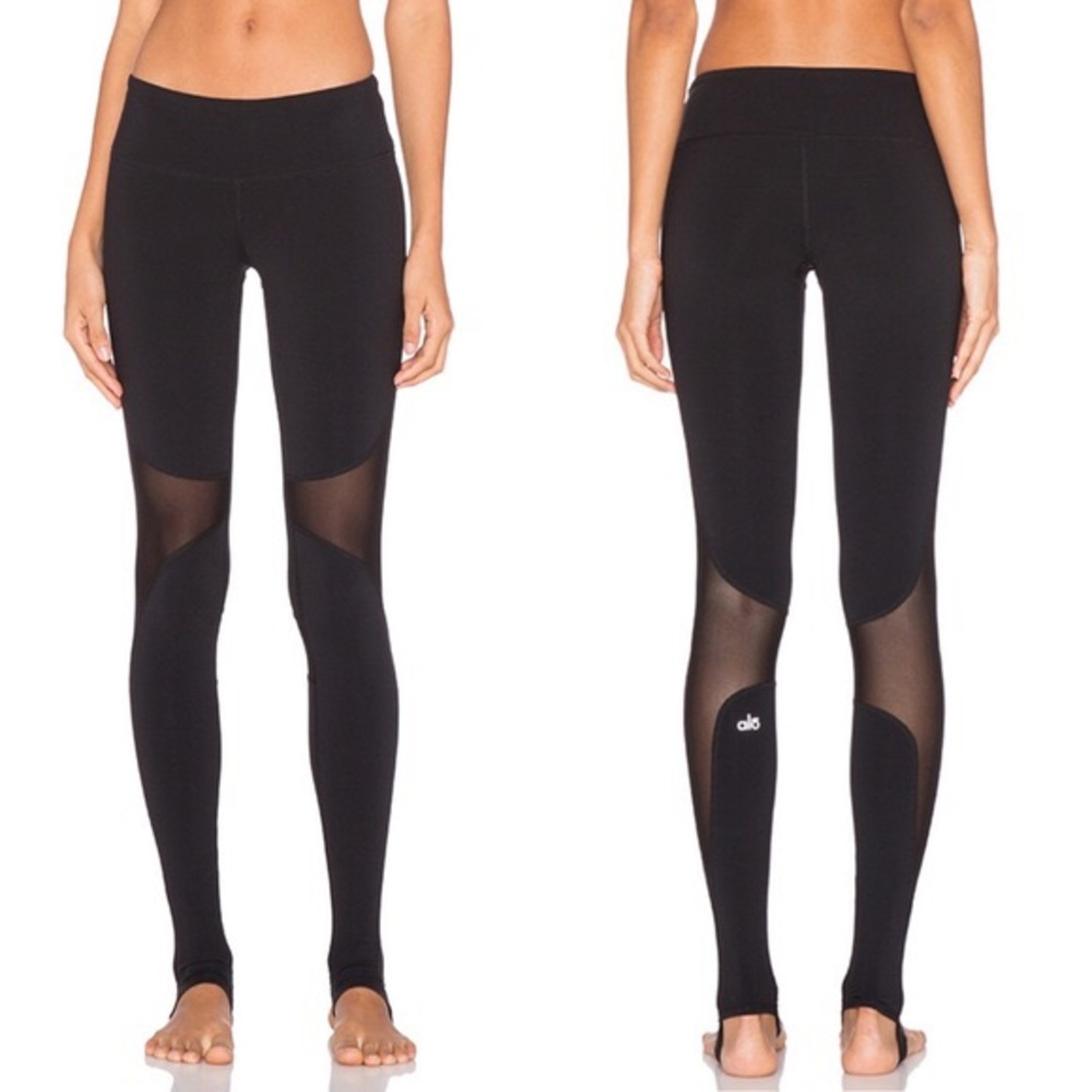 ALO Yoga Black High-Rise Mesh Panel Leggings